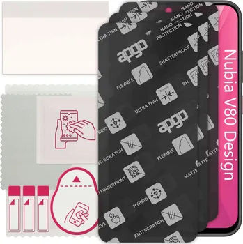 Pouzdro na mobilní telefon 3x MATNÉ Hybridní Sklo pro Nubia V80 Design, alternativa tvrzeného skla