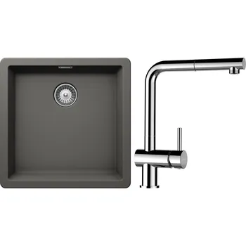 Granitový dřez Set Schock S12-9 (dřez Greenwich N-100 Silverstone + baterie Epos.120 Chrom)