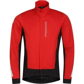 Cyklistická bunda PROGRESS TONALE pánská softshellová cyklistická bunda voděodolná prodyšná s vestou červená/černá M