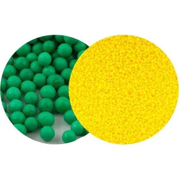 Jedlá dekorace na dort SweetArt cukrové perly vánoční zelené 5 mm a máček žlutý (120 g) ♡