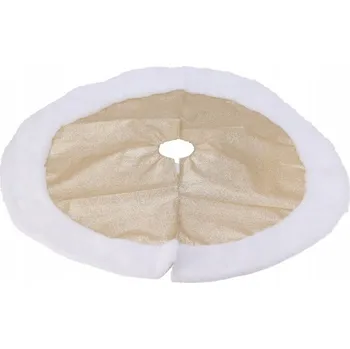 Vánoční dekorace OBAL POD VÁNOČNÍ STROMEK POLYESTER Ø 90 CM BÉŽOVÝ S BÍLÝM LEMOVÁNÍM