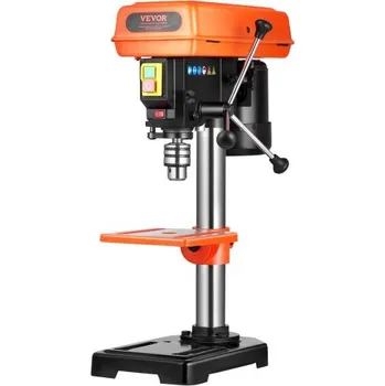 Vrtačka Stolní vrtačka VEVOR 203,2 mm, indukční motor 500 W, stolní vrtačka s nastavitelnou rychlostí 500 / 890 / 1400 / 1900 / 2500 ot./min, naklápěcí pracovní stůl 0-45°, LED pracovní světlo, pro dřevo a kov