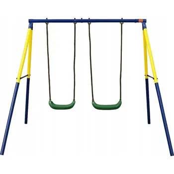 Dětská houpačka HOUPAČKA dvojitá ZAHRADNÍ kovová Konstrukce 248x187x185cm pro děti