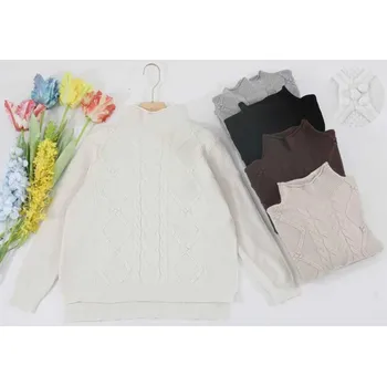 Dámské oblečení Svetr se stojáčkem PJ86053 barva: šedá, velikost: M/L