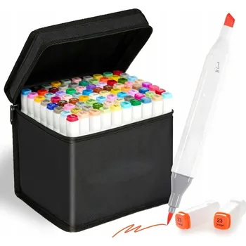 LIHOVÉ FIXY KOMPLETNÍ SADA MARKERŮ 80 KS OBOUSTRANNÉ VČETNĚ TAŠKY, VYSOKÁ VÝDRŽ