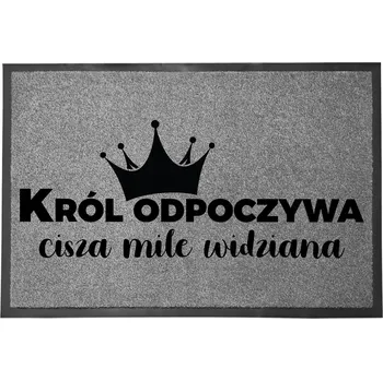 Rohožka VCHODOVÁ ROHOŽKA ŠEDÁ 40X60 KE DVEŘÍM VTIPNÁ DO DOMU KRÁL ODPOČÍVÁ