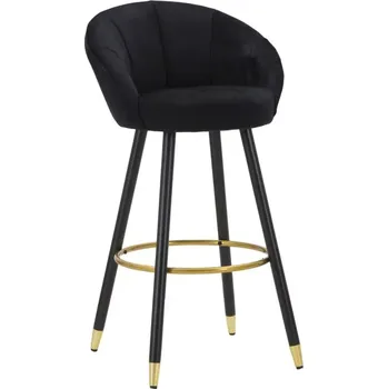 Barová židle Sametová barová židle Prague černá
