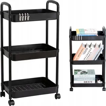 Servírovací stolek KUCHYŇSKÝ VOZÍK STOLEK NA KOLEČKÁCH 3-PATROVÝ S BRZDOU MOBILNÍ