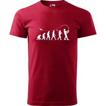 Pánské oblečení Sablio Tričko s potiskem Evoluce rybáře - červené L