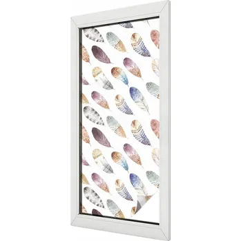 Okenní dekorace Samolepka Fólie na Okno Mléčná Ozdobná Vitrážová Vitráž Pírka boho 50x116