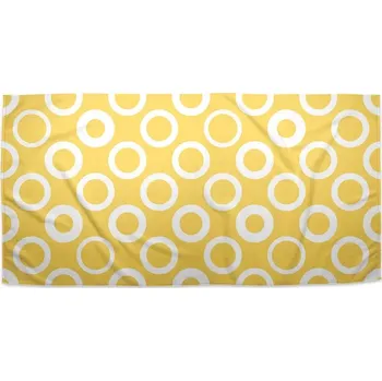 Osuška Sablio Ručník Bílé kruhy na žluté - 50x100 cm