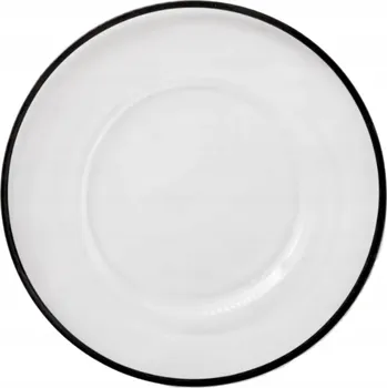 Černý skleněný podnos pod talíř průhledný s černým okrajem 33 cm