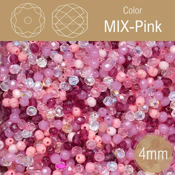 Korálek Korálky BROUŠENÉ 4mm. Barva MIX-Pink. Balení 120Ks.