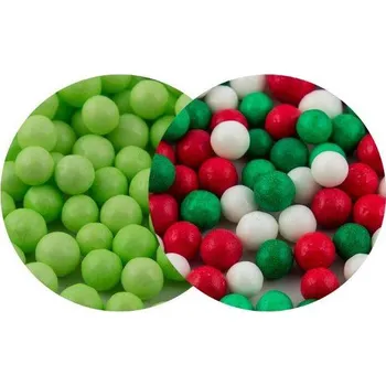 Jedlá dekorace na dort SweetArt cukrové perly světle zelené a Christmas mix 7 mm (120 g) ♡