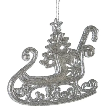 Vánoční ozdoba SADA 6KS VÁNOČNÍ DEKORACE CZ 12X10 CM STŘÍBRNÁ