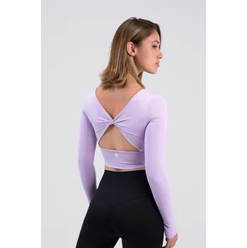 Dámské tričko Intermezzo,Fitness crop top s dlouhým rukávem 6656, fialová XXL