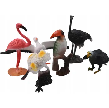 Figurka REALISTICKÉ FIGURKY DIVOCÍ PTÁCI OREL PLAMEŇÁK PŠTROS SADA FIGUREK 6 KS