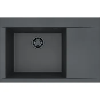 Kuchyňský dřez Granitový dřez Alveus PURE-G 70 Tmavě černá s černou výpustí Levý
