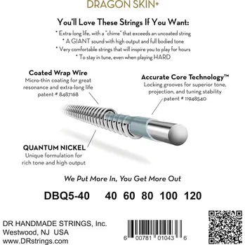 Struna pro kytaru a smyčcový nástroj DR Strings Dragon Skin+ DBQ5-40