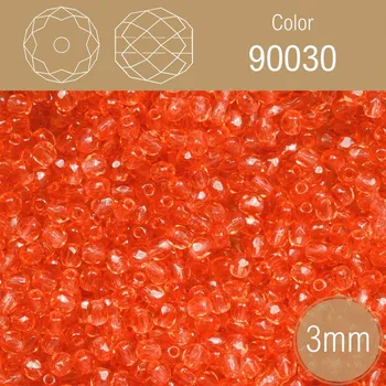 Módní doplněk Korálky BROUŠENÉ 3mm. Barva 90030, Průhledná červená . Balení 150Ks.