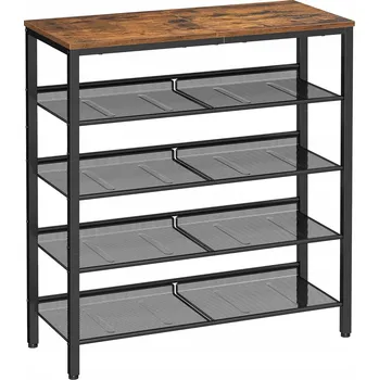 Botník Botník s sedátkem Songmics 75 x 93 x 28 cm, odstíny hnědé