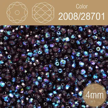 Korálek Korálky BROUŠENÉ 4mm. Barva 2008/28701. Průhledná Fialová s pokovem. Balení 120Ks.