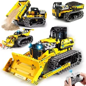 ostatní stavebnice Stavebnice Robot 3v1 dálkově ovládaný 452ks buldozer, sklápěč