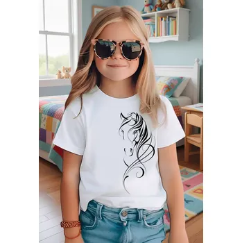 Dívčí tričko STRIKER Dětské tričko Kůň art bílé Dětská velikost: 8 let