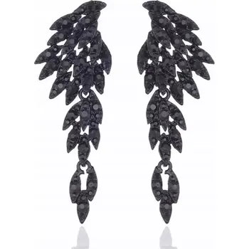Náušnice Náušnice křídla křišťály černé dlouhé visací