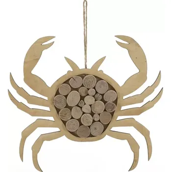 Závěsná dřevěná dekorace Crab hnědá