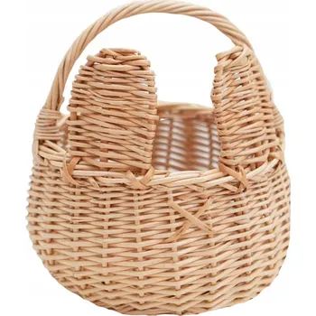 Nákupní košík VELIKONOČNÍ KOŠÍK MEDVÍDEK PLETENÝ KOŠÍK S UŠIMA NA SVĚCENÍ 15 CM PŘÍRODNÍ