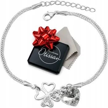 Náramek Dámský stříbrný náramek ČTYŘLÍSTEK zirkony Swarovski liščí ocas dárek