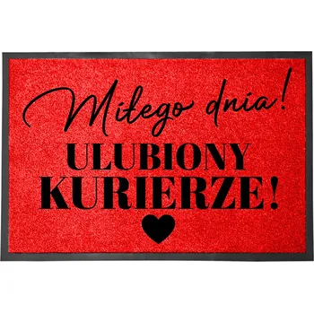 Rohožka Vstupní rohožka červená 40x60 ke dveřím vtipná do domu Hezký den