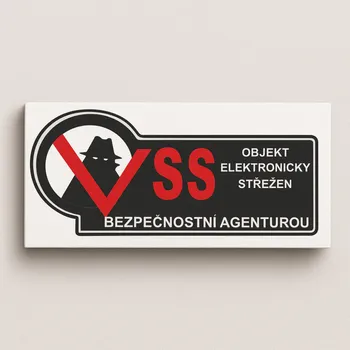 Objekt elektronicky střežen Samolepka 200 x 90 mm tl. 0.1 mm - inverzní - Kód: 02755