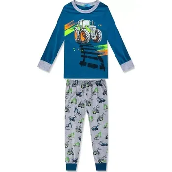 Chlapecké pyžamo Chlapecké pyžamo Kugo MP1299 petrolejové (Bavlněné pyžamo pro kluky s traktorem)