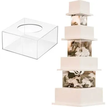 Přisada na vaření a pečení Akrylový plnitelný hranatý stojan na dort - mezipatro 25x15cm - Cakesicq | Cukrářské potřeby