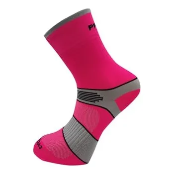Pánské ponožky CYCLING HIGH SOX cyklistické ponožky neon růžová/šedá 43-47