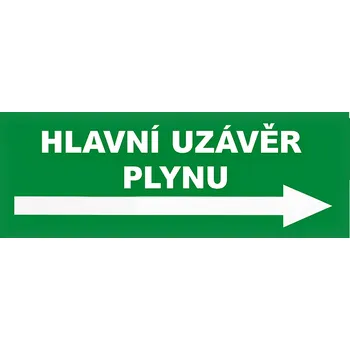 Hlavní uzávěr plynu vpravo Samolepka 210 x 80 mm tl. 0.1 mm - Kód: 10921