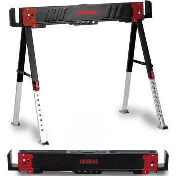 Koza na řezání dřeva Lagrada Stavební a pracovní skládací koza – výškově nastavitelná podpěra, nosnost 600 kg, 1 ks 1233 ZAHRADA Sklad6 1233 (ZAHRADA Sklad6 )