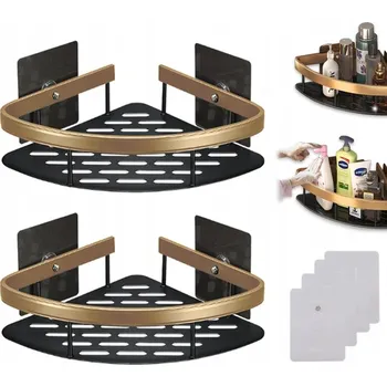 Drátěná police ROHOVÁ POLIČKA DO SPRCHY ZLATÁ 2 KS