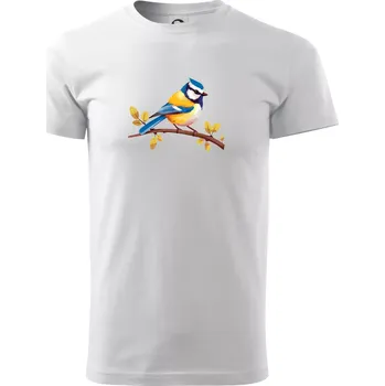 Sýkorka modřinka kreslená - Triko extra velké (5-8XL) - 7XL ( Bílá )