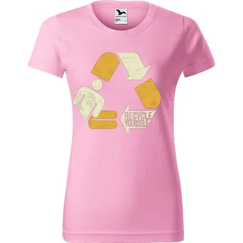 Dámské tričko levne-damske-bavlnene-tricko-potisk-recykluj-sebe Velikost dámská trička Basic: S šířka 44, délka 60, Odstín dámské tričko Basic: Růžové