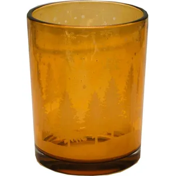 Svícen Svícen skleněný střední se stromky M 8*7cm 9306016