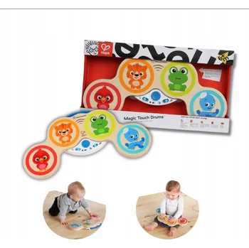 Hudební nástroj pro děti BABY EINSTEIN DŘEVĚNÝ BUBÍNEK BICÍ HRAČKA HAPE DOTYKOVÉ BUBÍNKY