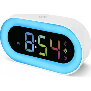 Budík DIGITÁLNÍ BUDÍK PRO DĚTI RGB NOČNÍ LAMPA DVOJITÝ ALARM 18 ZVUKŮ