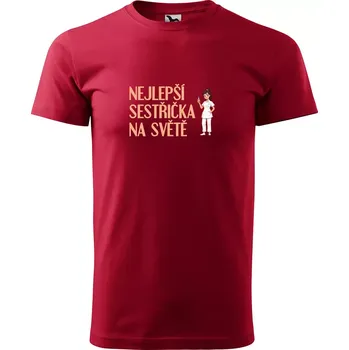 Pánská móda Sablio Tričko s potiskem Nejlepší sestřička na světě - červené 4XL