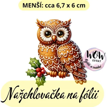 Nažehlovačky na fólii Nažehlovačka na fólii, PERNÍČEK - SOVA NA BIDÝLKU, 1 kus Zvolte VELIKOST motivu ZDE:: Menší