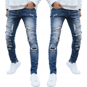 Pánské džíny PÁNSKÉ DŽÍNY S DÍRAMI A ODĚRKAMI MODRÉ ux4226 - 29