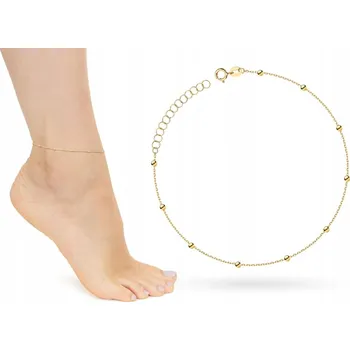 Náramek Pozlacený STŘÍBRNÝ NÁRAMEK Dámský na nohu a kotník ryzost 925 Korálky Kuličky