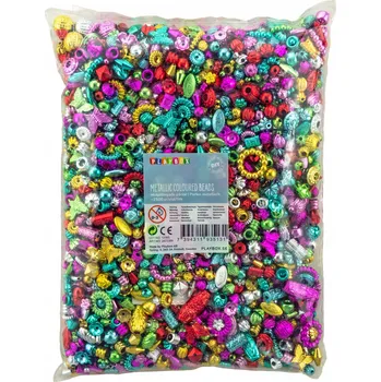 Dětské navlékací korálky Barevné METALICKÉ korálky na výrobu šperků, náramků a přívěsků 2500 ks